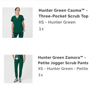 FIGS scrub set, Hunter green, very lightly used, excellent condition